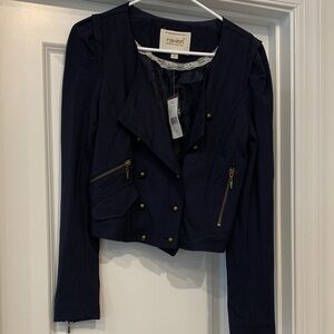 Yishion Women's Military style dark blue blazer/ Jacket lined M/LG  NWT